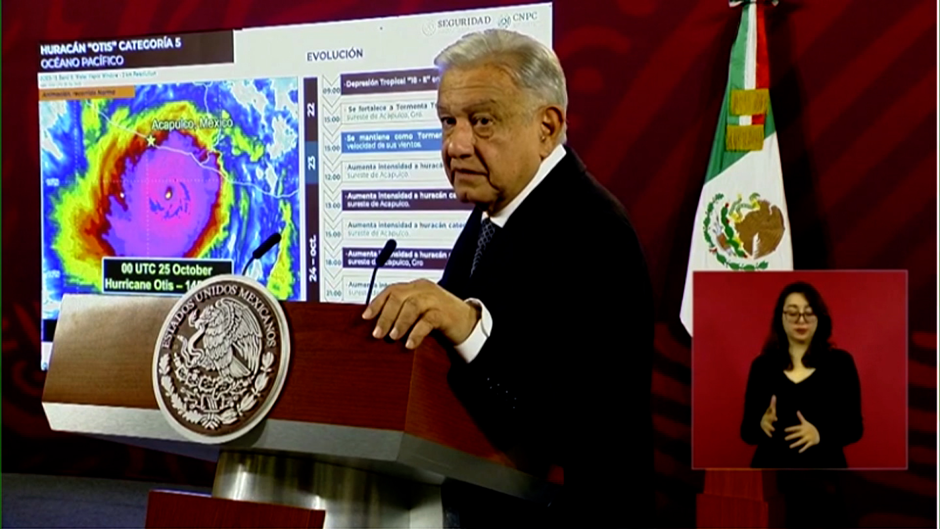 AMLO defiende aviso de huracán "Otis" en Guerrero y expone cobertura de medios